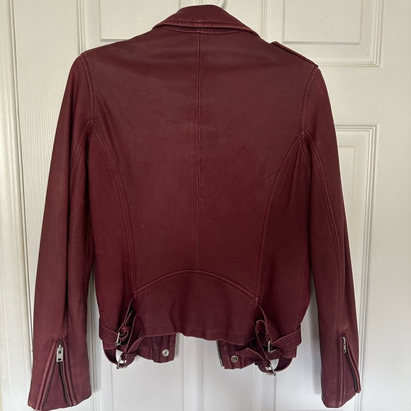 IRO Han Burgundy Red Lamb Soft Leather Biker Jacket Size 36 Gorgeous! - Picture 4 of 12